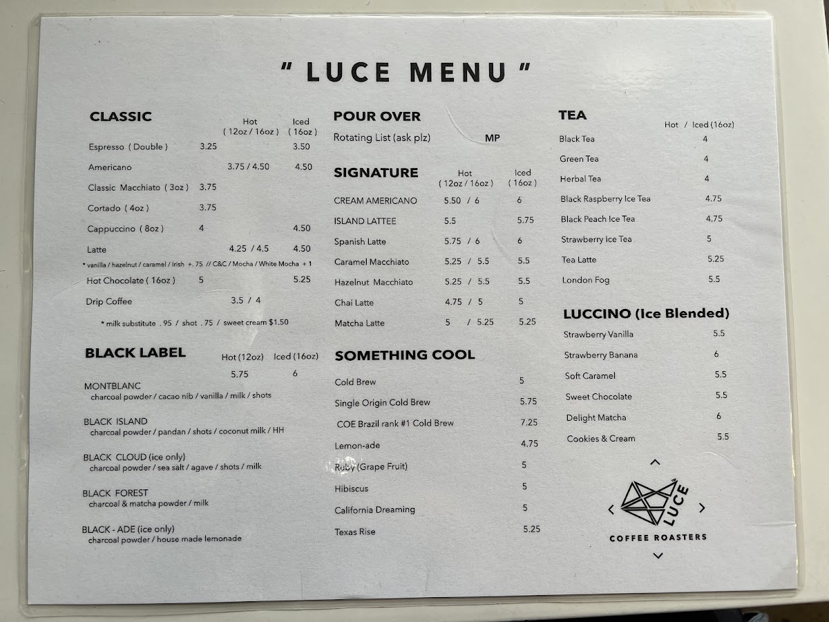 Luce Coffee Roasters Menu - Image 3